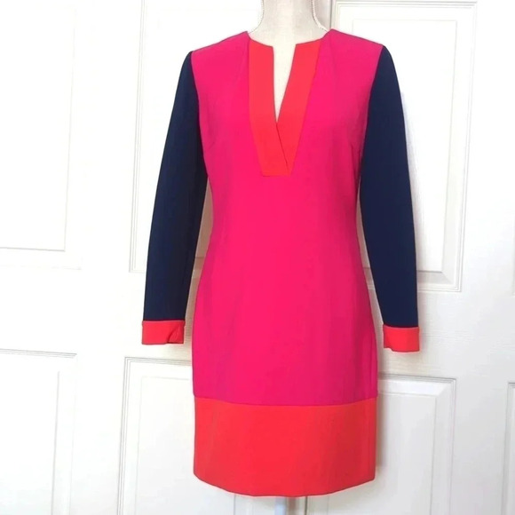 Diane Von Furstenberg Colorblock Pattern Mini Dress - Picture 4 of 8